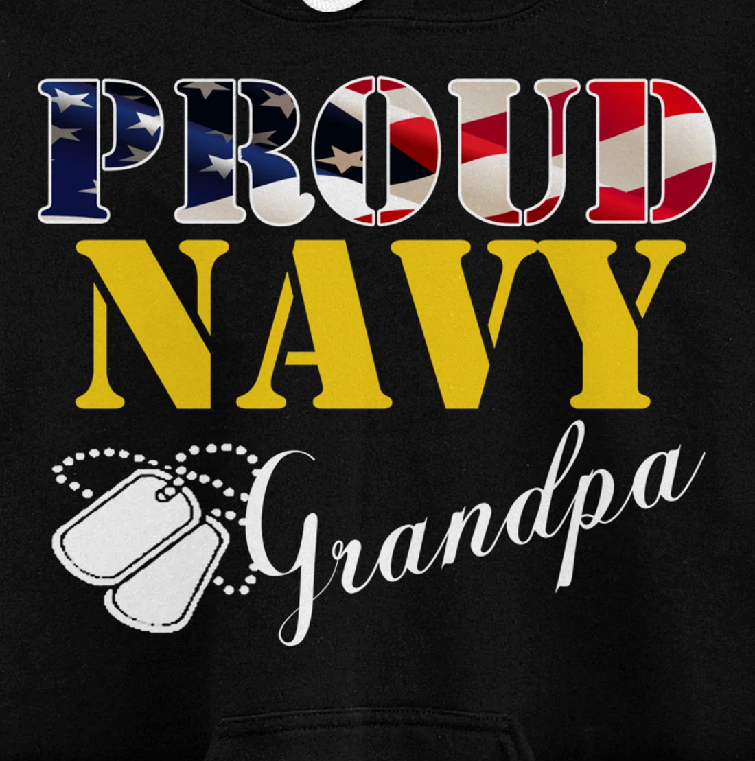 Vintage Proud Navy Grandpa With American Flag Gift Veteran Pullover Hoodie