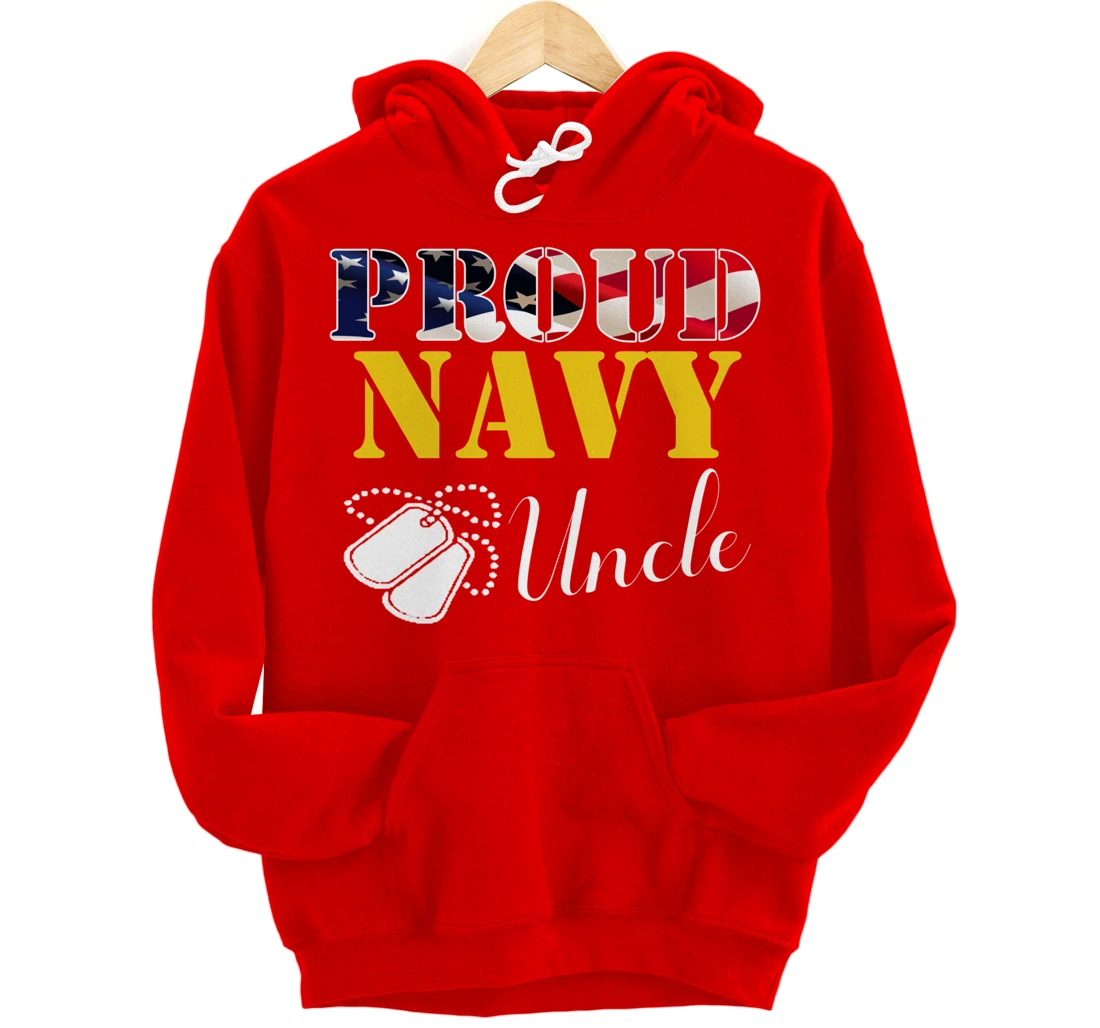 Vintage Proud Navy Uncle With American Flag Gift Veteran Pullover Hoodie