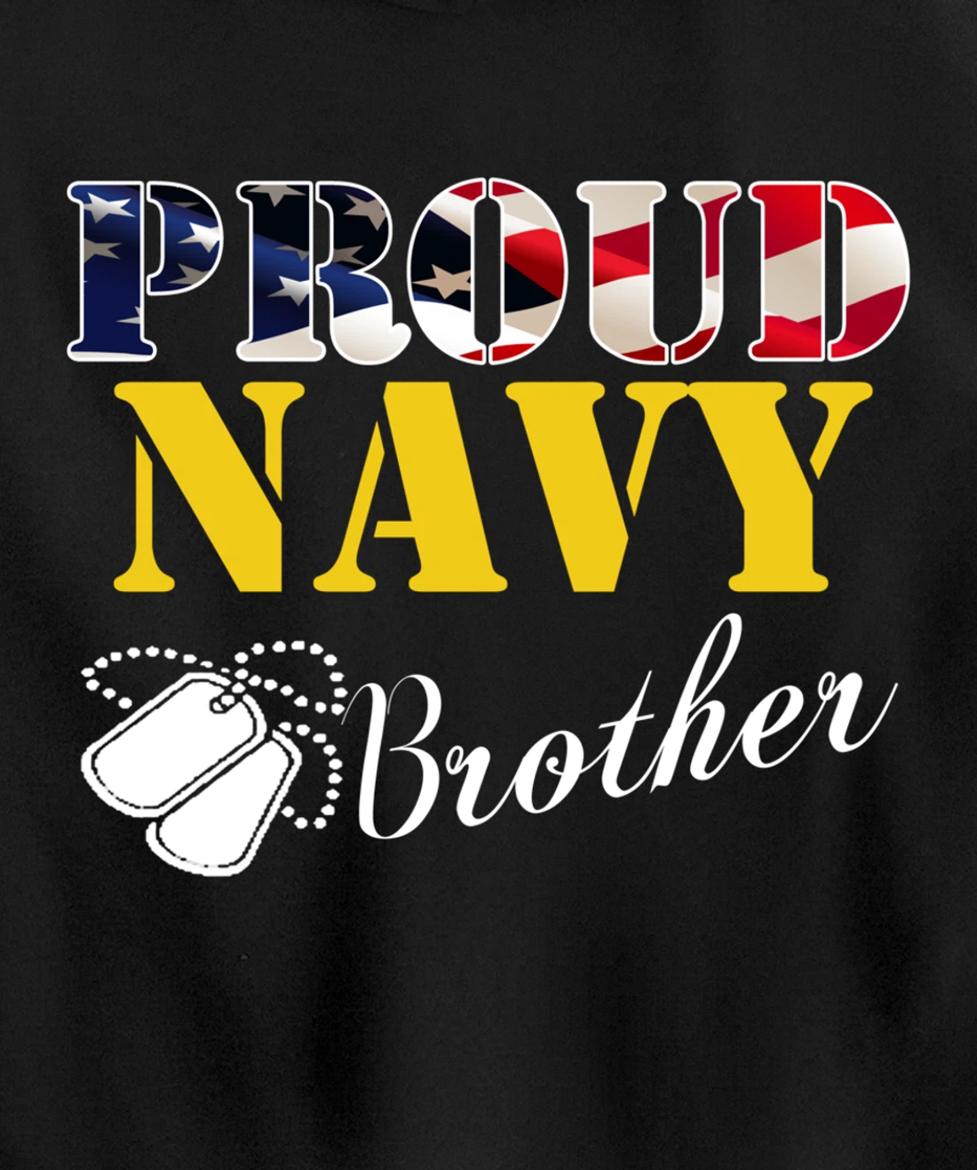 Vintage Proud Navy Brother With American Flag Gift Veteran Pullover Hoodie