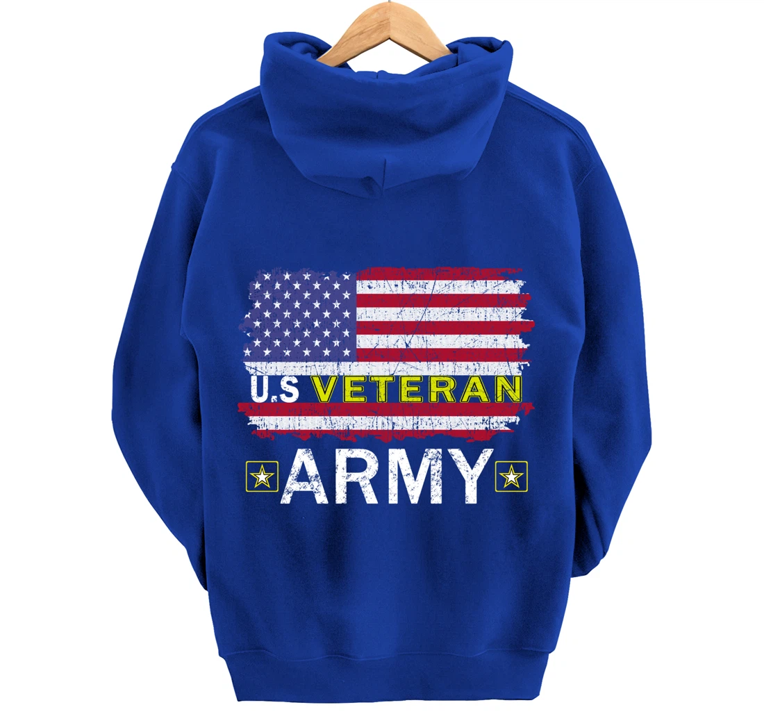 Proud Army Veteran-US Veterans Day Shirt-US Army Veteran Pullover Hoodie