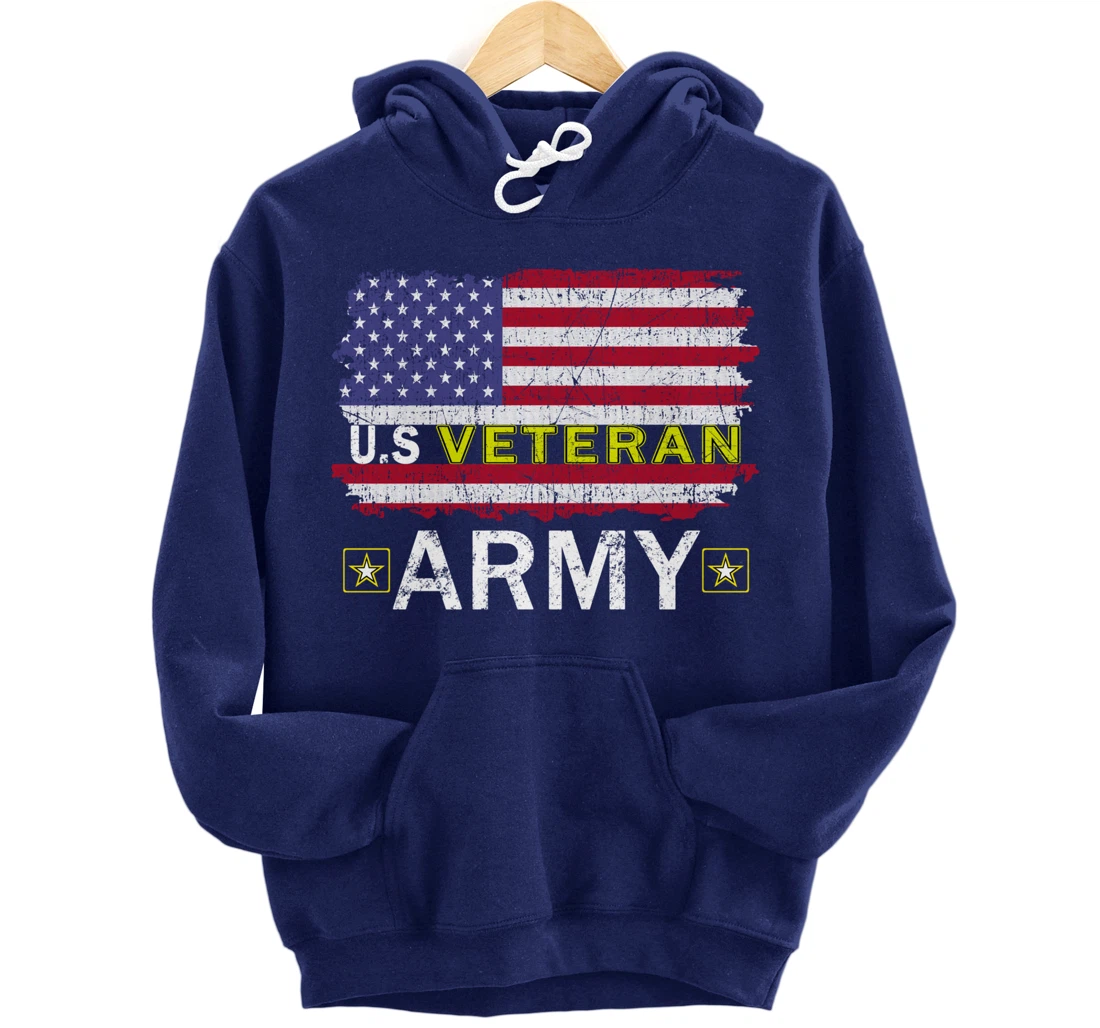 Proud Army Veteran-US Veterans Day Shirt-US Army Veteran Pullover Hoodie
