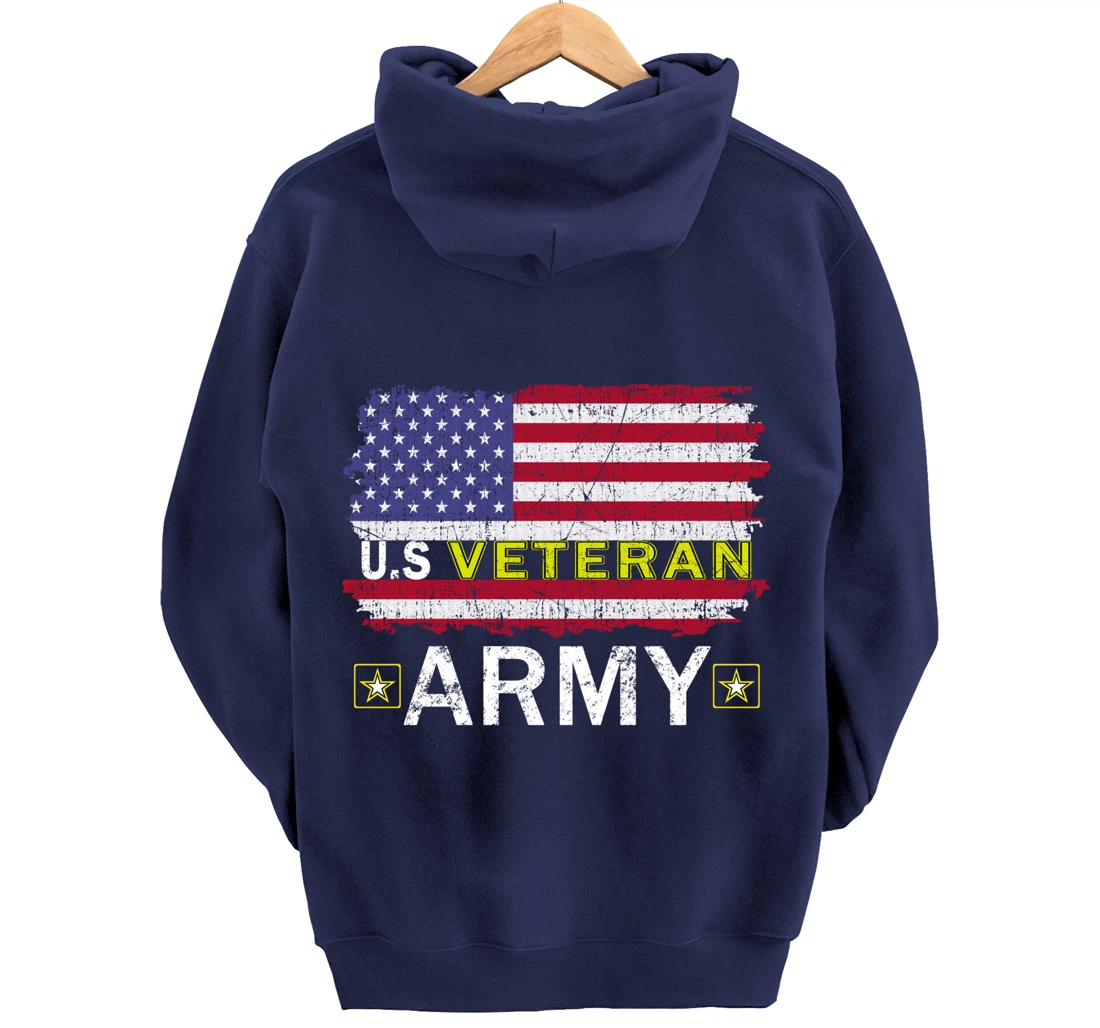 Proud Army Veteran-US Veterans Day Shirt-US Army Veteran Pullover Hoodie