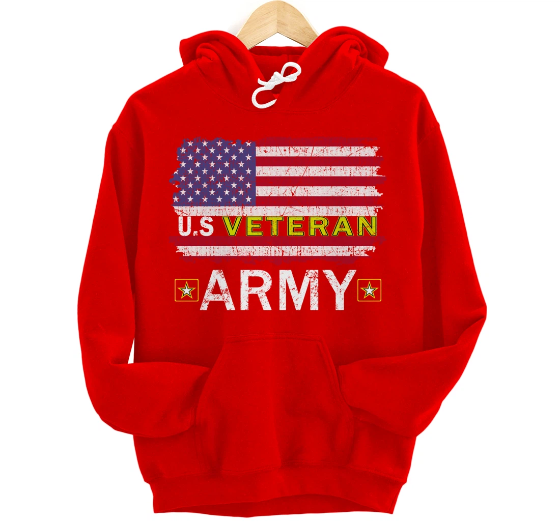 Proud Army Veteran-US Veterans Day Shirt-US Army Veteran Pullover Hoodie