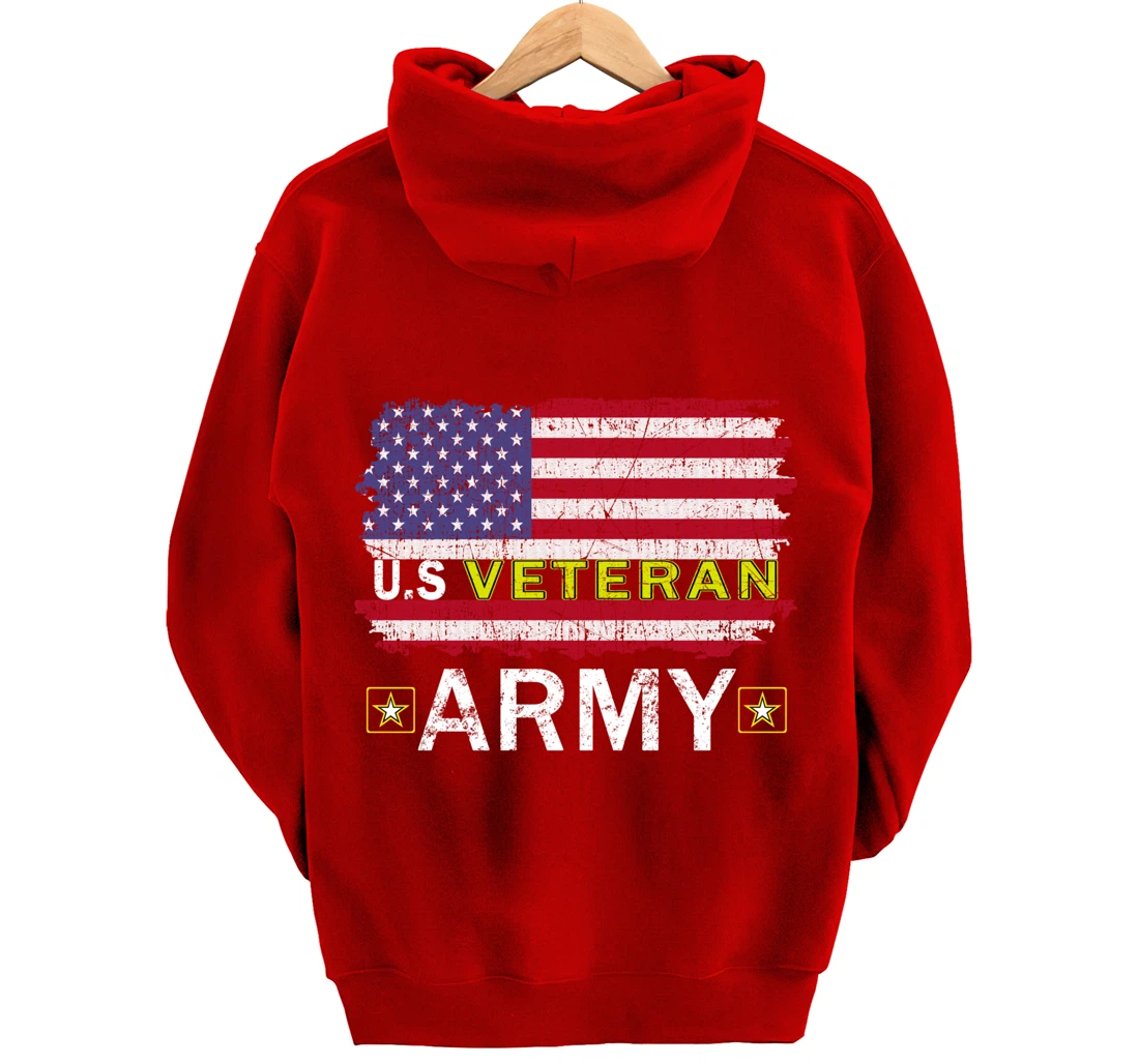 Proud Army Veteran-US Veterans Day Shirt-US Army Veteran Pullover Hoodie
