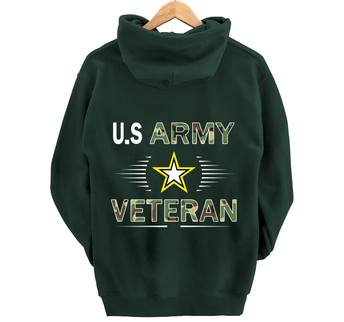Proud Army Veteran-US Veterans Day Shirt-US Army Veteran Pullover Hoodie