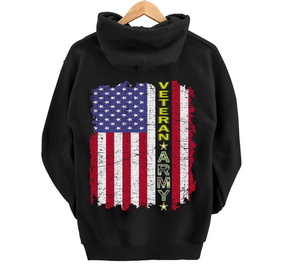 Proud Army Veteran-US Veterans Day Shirt-US Army Veteran Pullover Hoodie