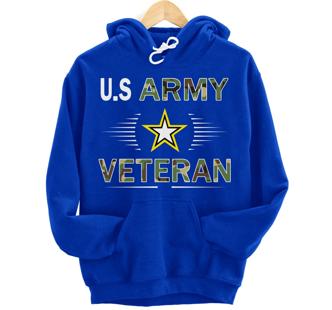 Proud Army Veteran-US Veterans Day Shirt-US Army Veteran Pullover Hoodie
