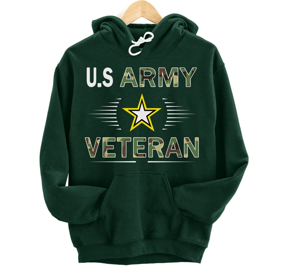 Proud Army Veteran-US Veterans Day Shirt-US Army Veteran Pullover Hoodie