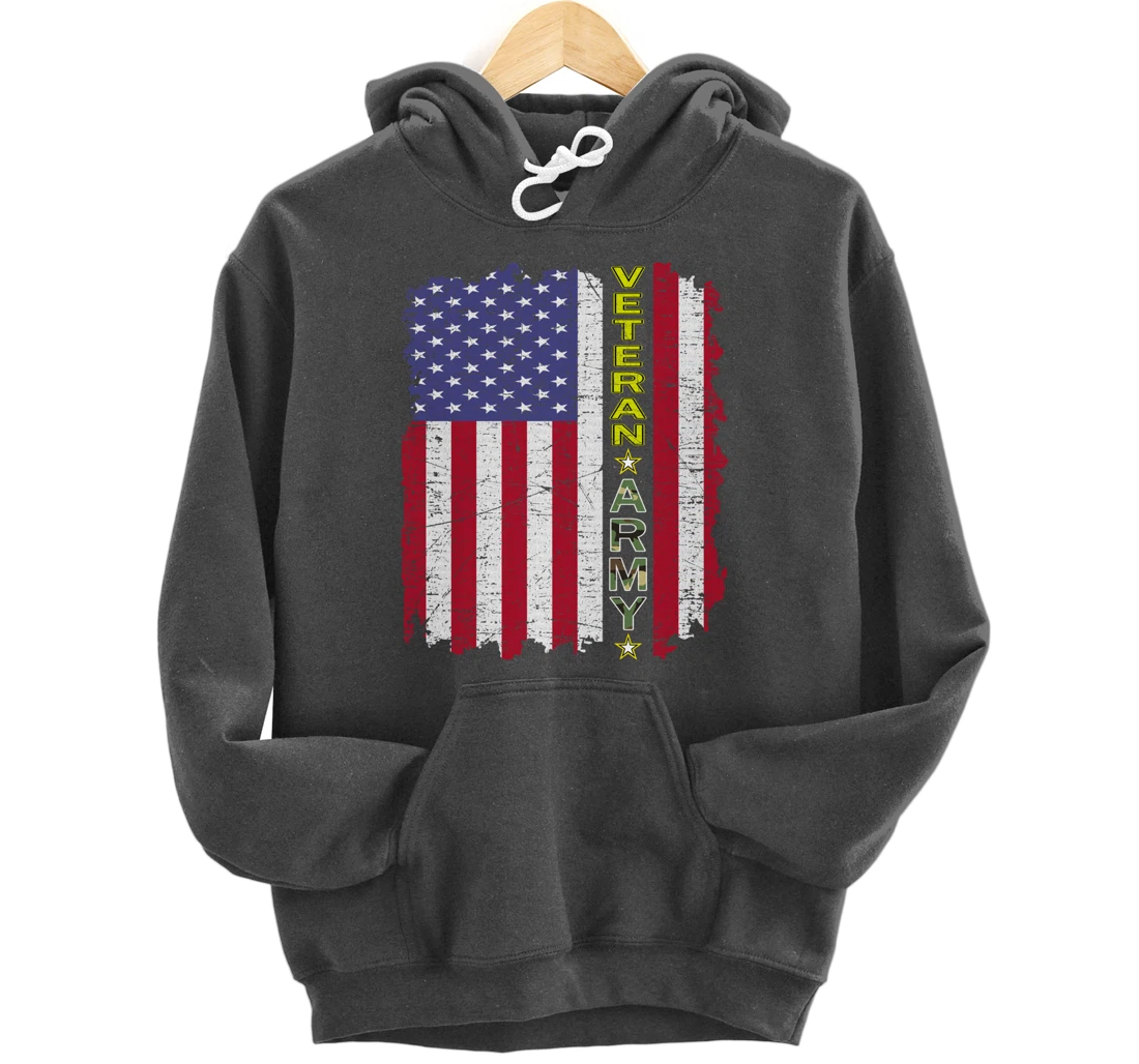 Proud Army Veteran-US Veterans Day Shirt-US Army Veteran Pullover Hoodie