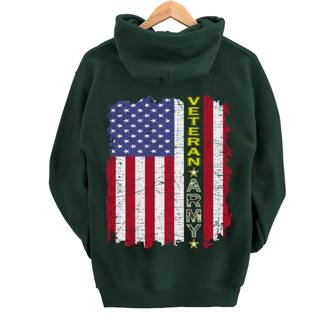 Proud Army Veteran-US Veterans Day Shirt-US Army Veteran Pullover Hoodie