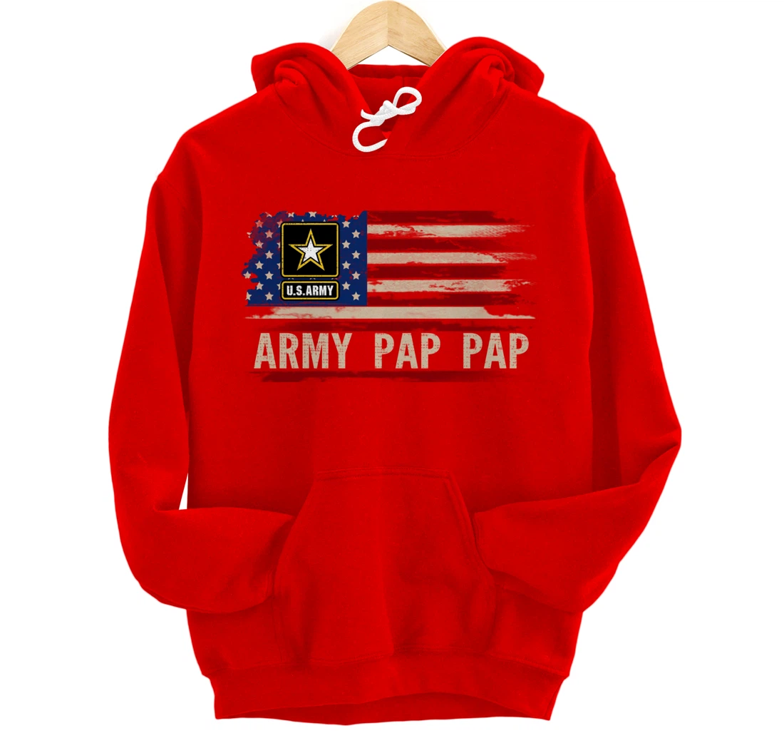 Vintage Army Pap Pap With American Flag For Veteran Gift Pullover Hoodie