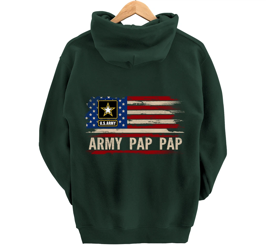 Vintage Army Pap Pap With American Flag For Veteran Gift Pullover Hoodie