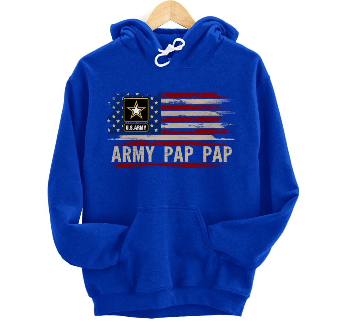 Vintage Army Pap Pap With American Flag For Veteran Gift Pullover Hoodie