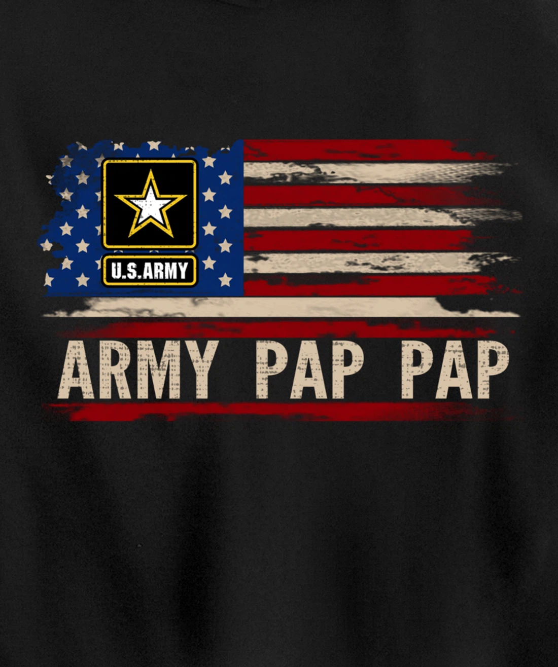 Vintage Army Pap Pap With American Flag For Veteran Gift Pullover Hoodie