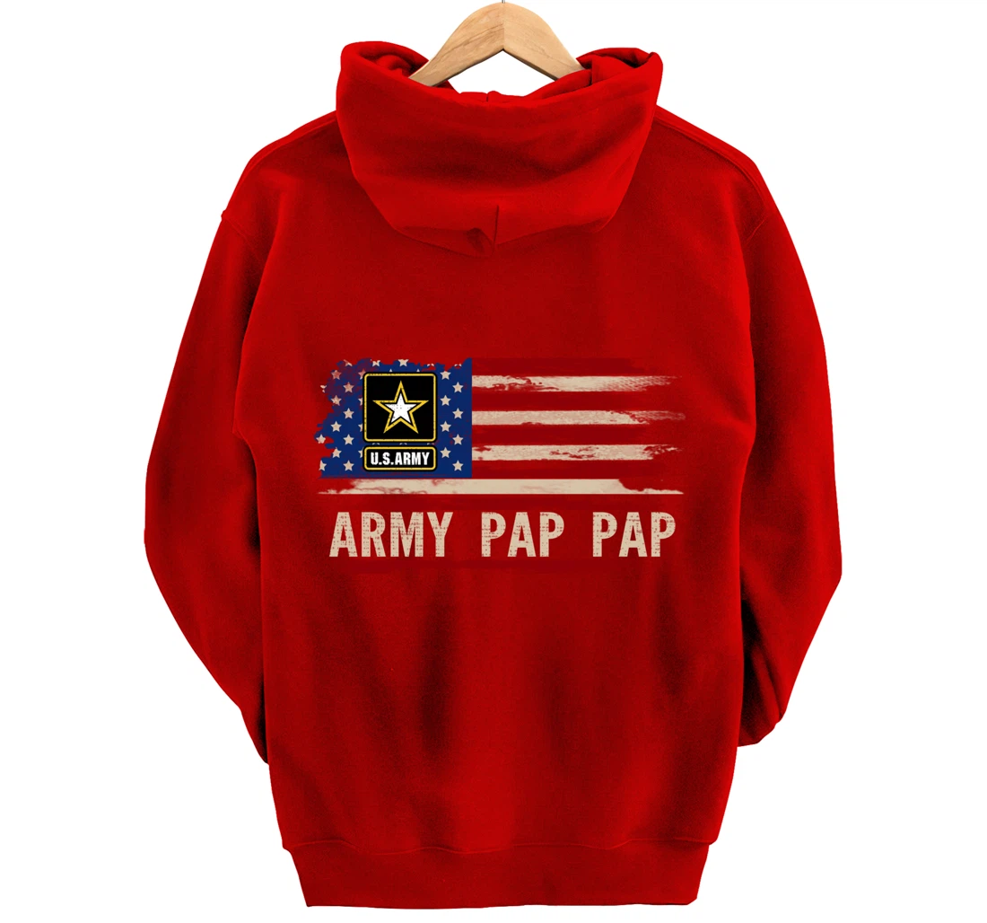 Vintage Army Pap Pap With American Flag For Veteran Gift Pullover Hoodie
