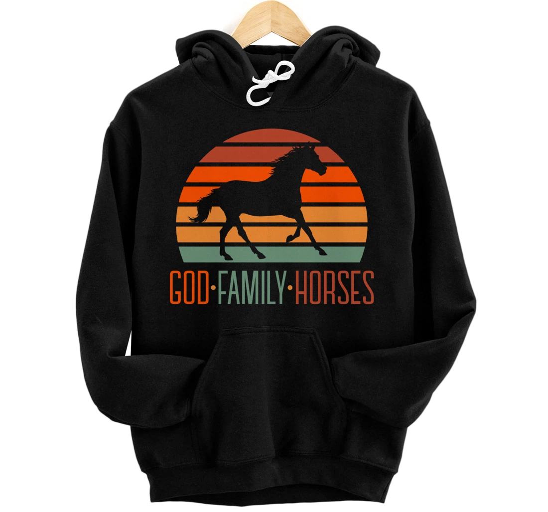 God Family Horses / Nature Farm Sunset Fun Pullover Hoodie