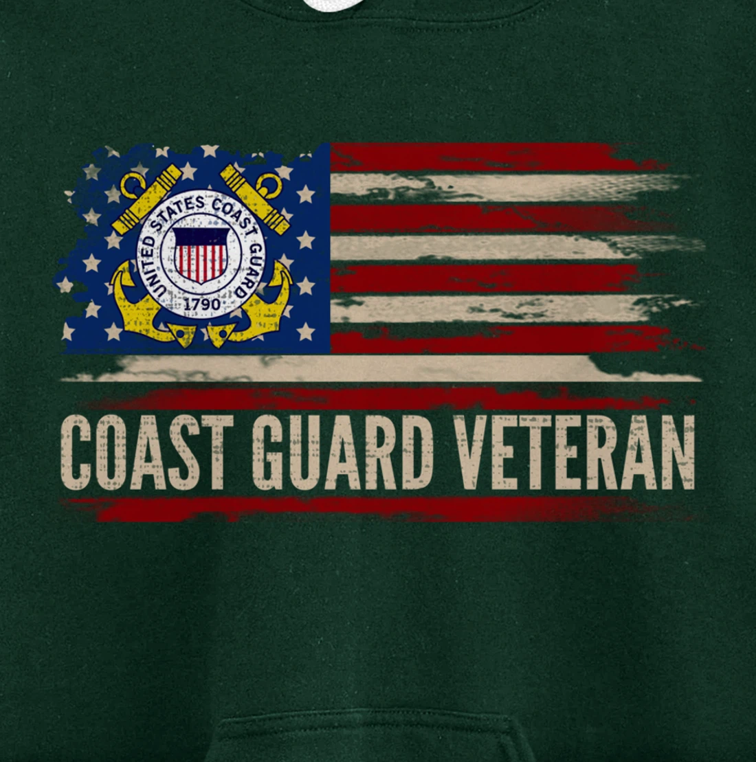 Vintage Coast Guard Veteran American Flag Veteran Gift Pullover Hoodie