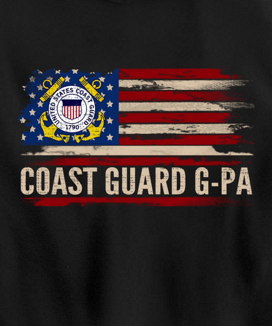 Vintage Coast Guard G-Pa American Flag Veteran Gift Pullover Hoodie