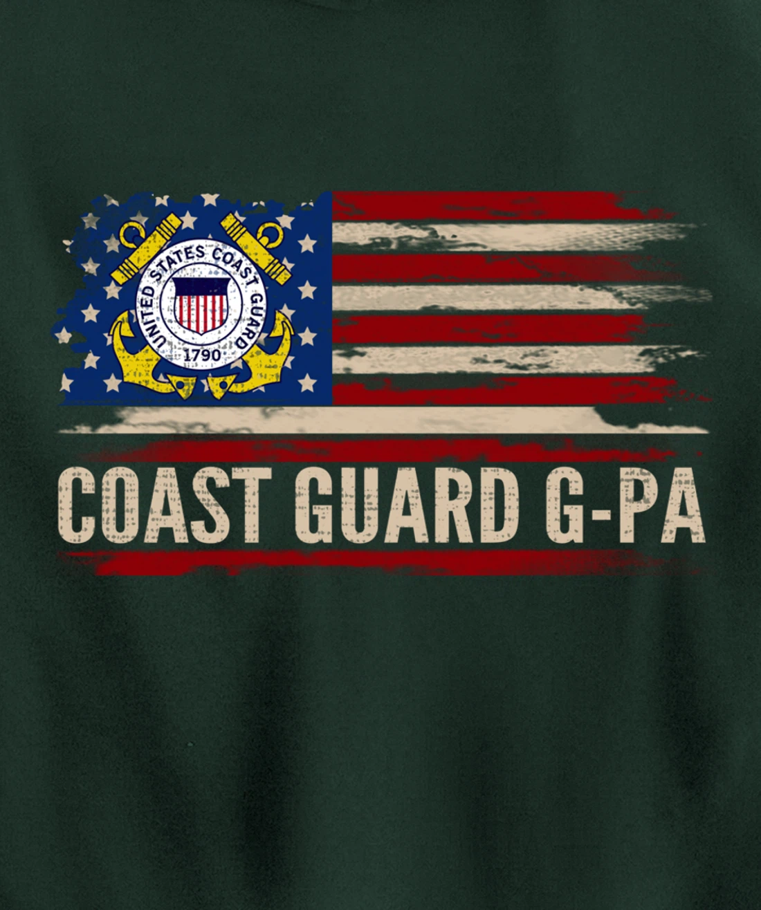 Vintage Coast Guard G-Pa American Flag Veteran Gift Pullover Hoodie