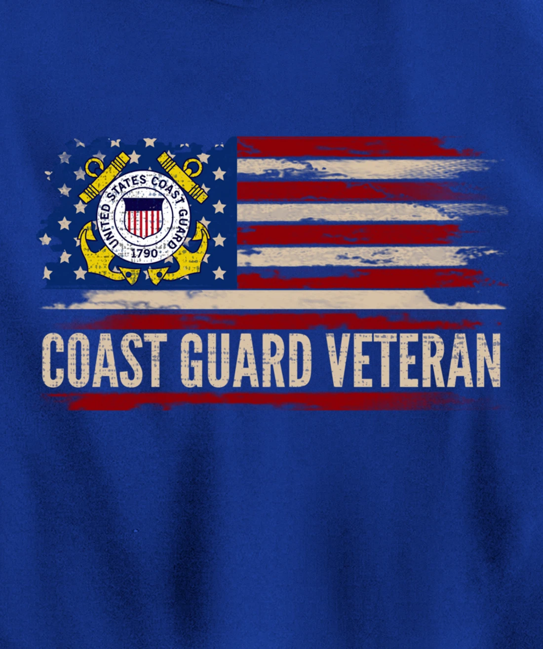 Vintage Coast Guard Veteran American Flag Veteran Gift Pullover Hoodie