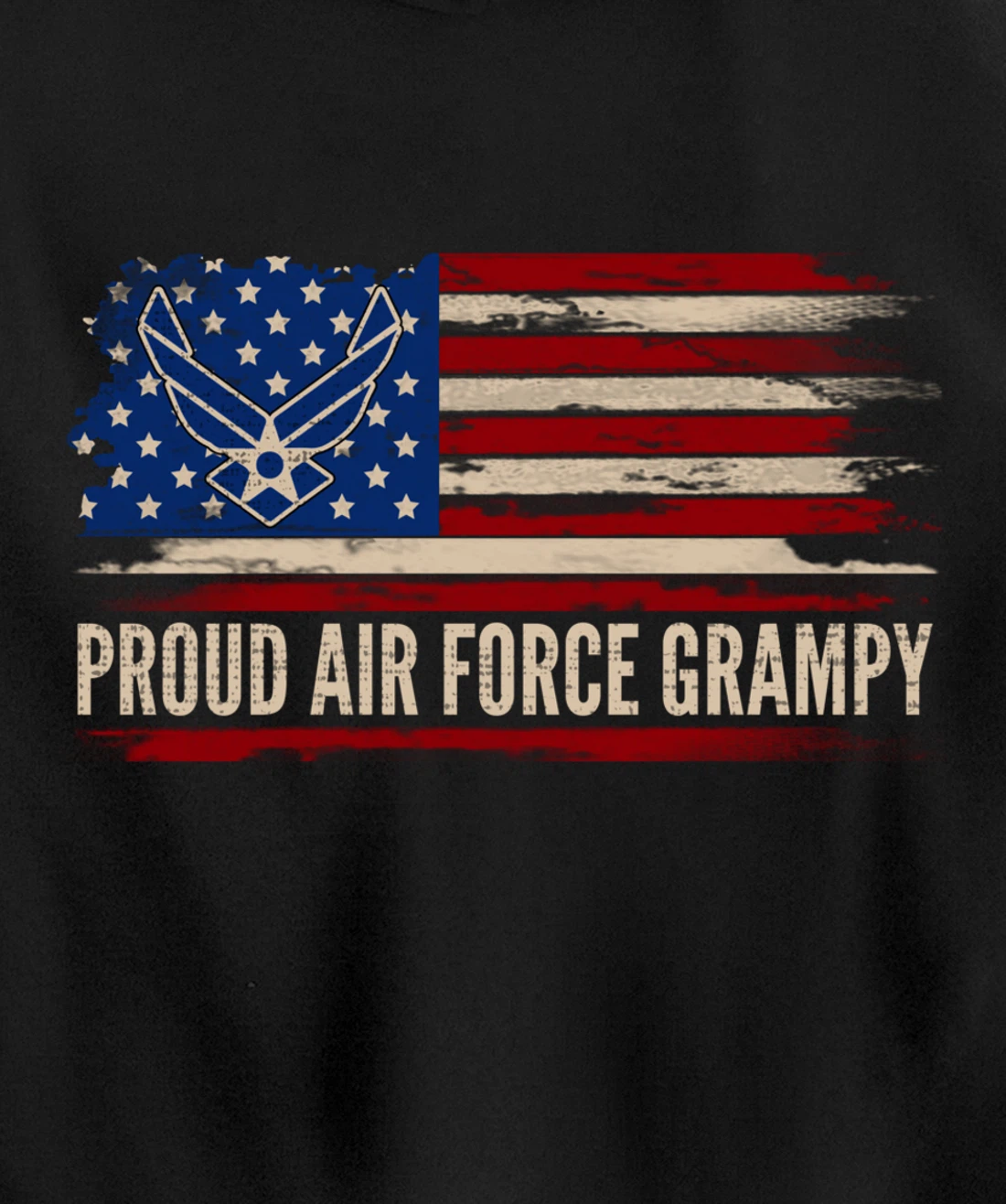Vintage Proud Air Force Grampy American Flag Veteran Gift Pullover Hoodie