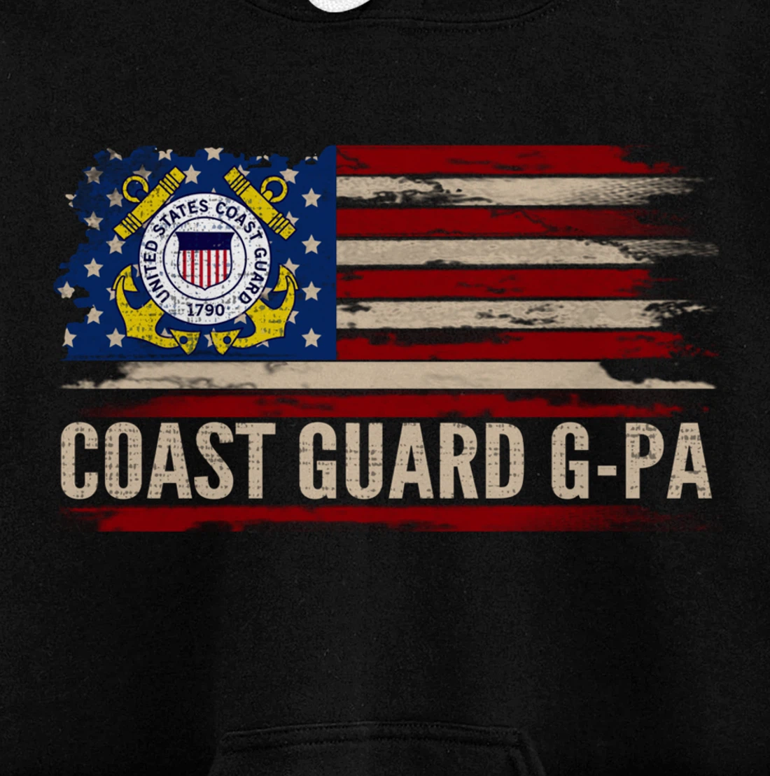 Vintage Coast Guard G-Pa American Flag Veteran Gift Pullover Hoodie