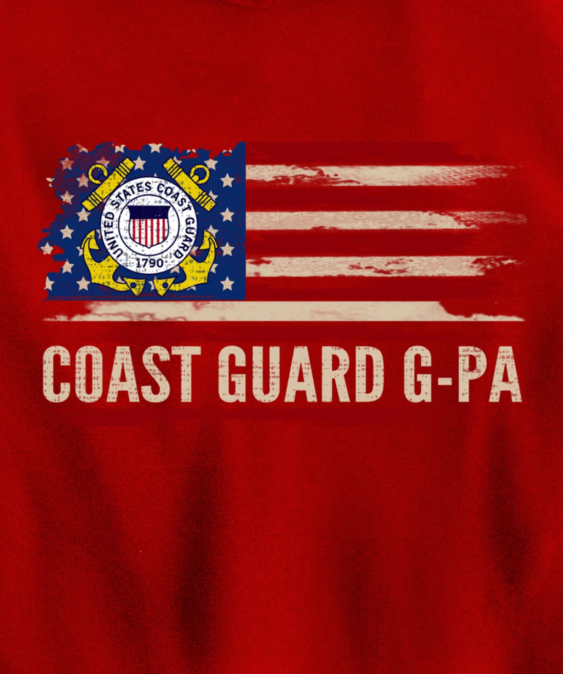 Vintage Coast Guard G-Pa American Flag Veteran Gift Pullover Hoodie