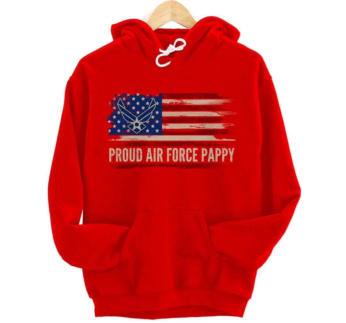 Vintage Proud Air Force Pappy American Flag Veteran Gift Pullover Hoodie
