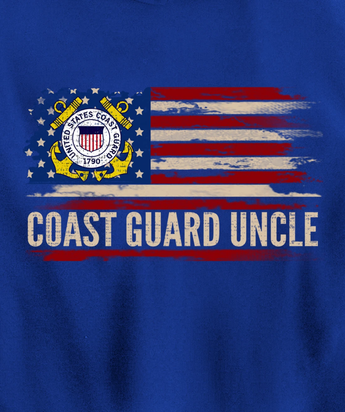 Vintage Coast Guard Uncle American Flag Veteran Gift Pullover Hoodie