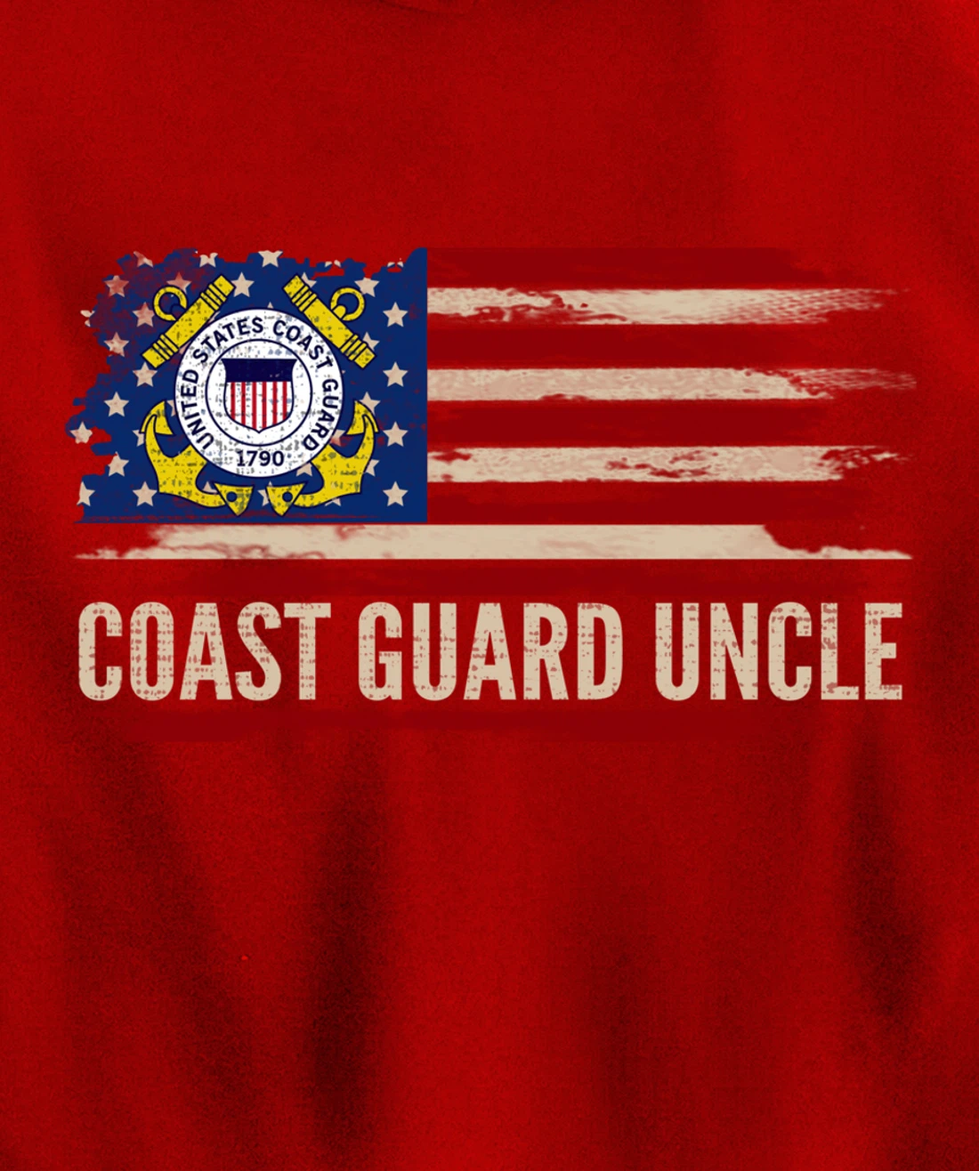 Vintage Coast Guard Uncle American Flag Veteran Gift Pullover Hoodie