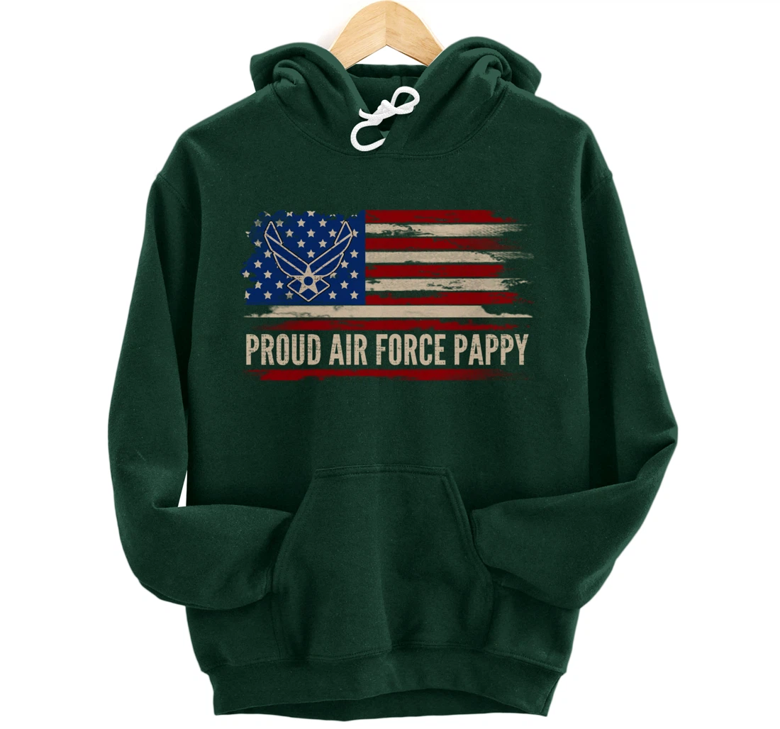 Vintage Proud Air Force Pappy American Flag Veteran Gift Pullover Hoodie