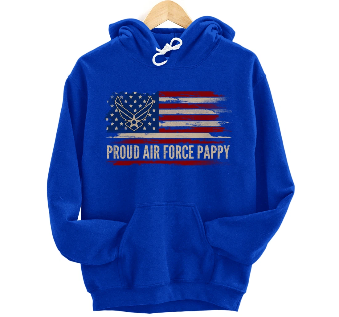 Vintage Proud Air Force Pappy American Flag Veteran Gift Pullover Hoodie