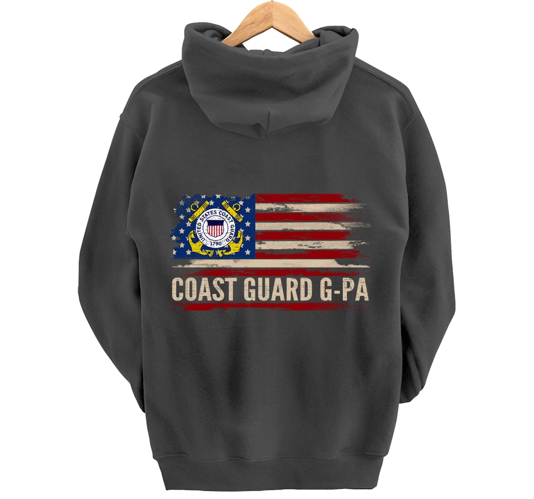 Vintage Coast Guard G-Pa American Flag Veteran Gift Pullover Hoodie