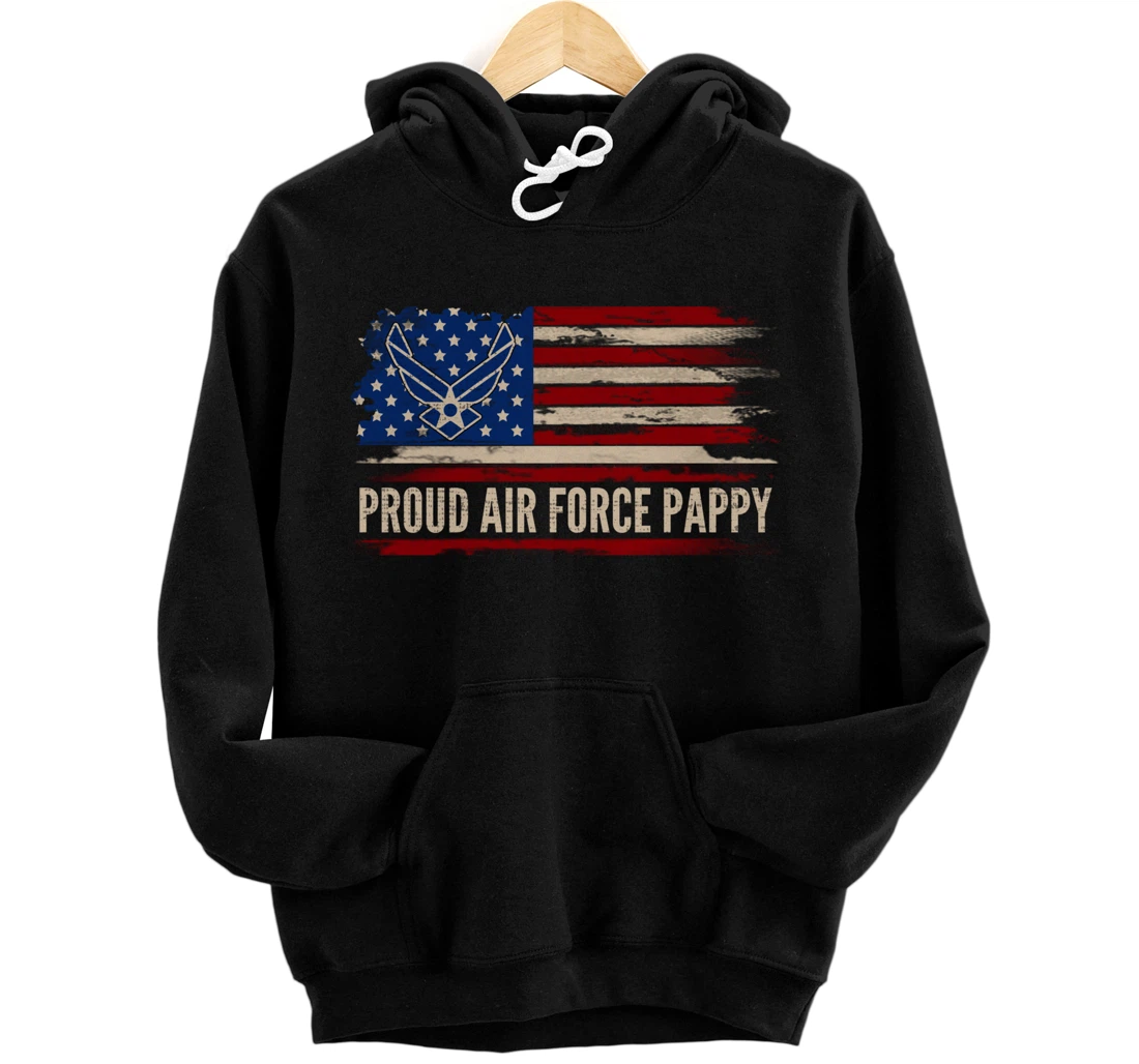 Vintage Proud Air Force Pappy American Flag Veteran Gift Pullover Hoodie