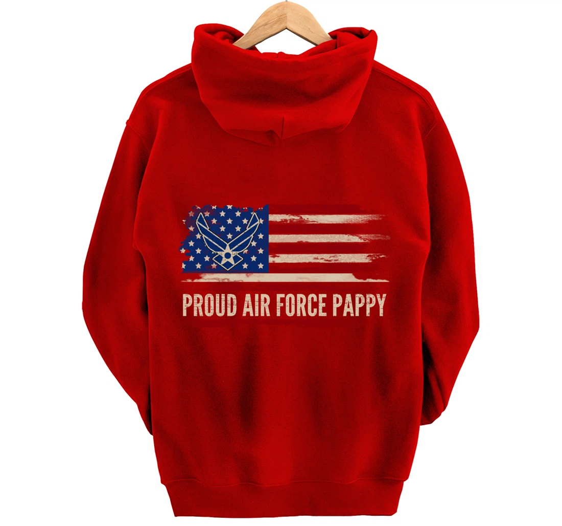 Vintage Proud Air Force Pappy American Flag Veteran Gift Pullover Hoodie