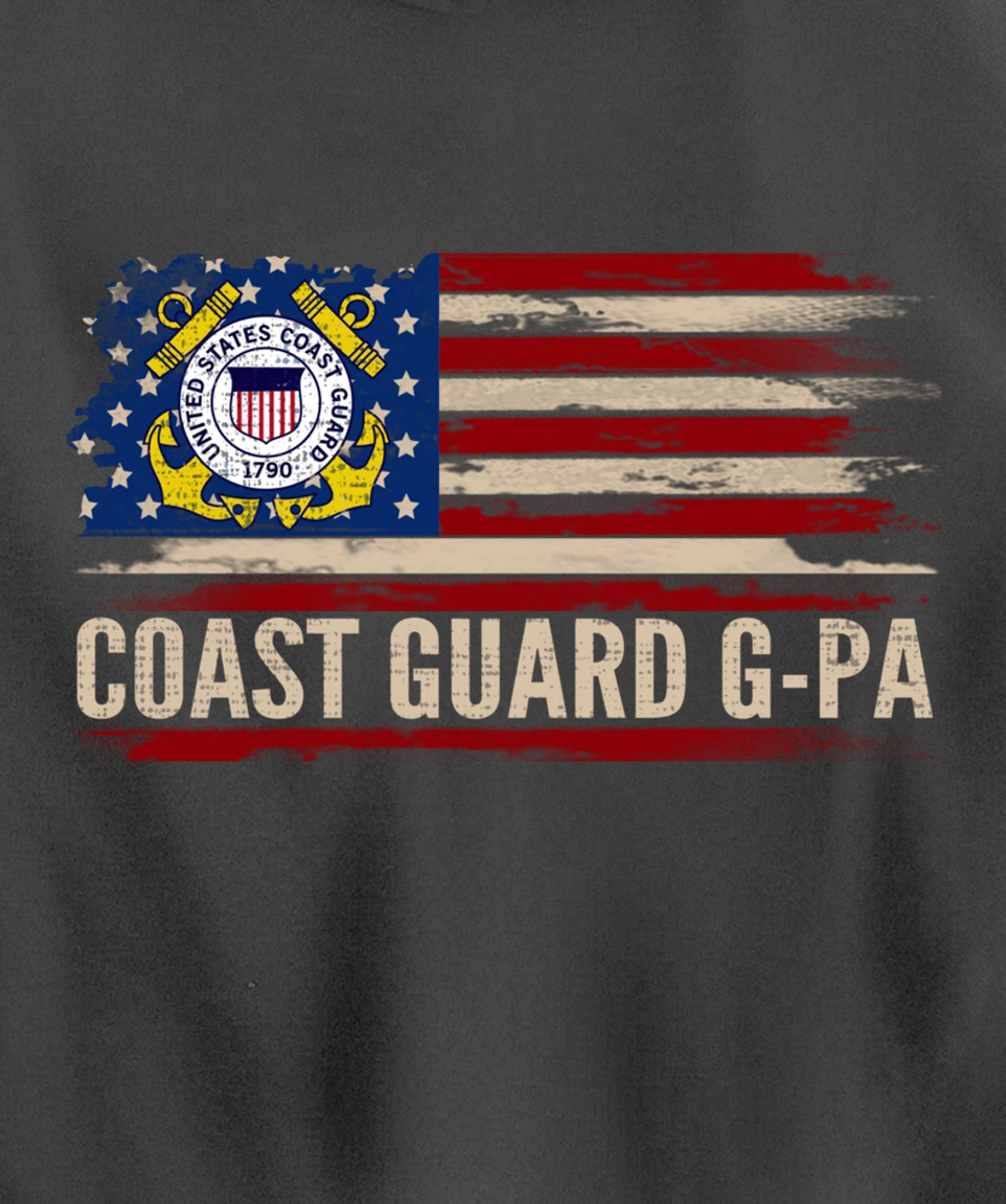 Vintage Coast Guard G-Pa American Flag Veteran Gift Pullover Hoodie