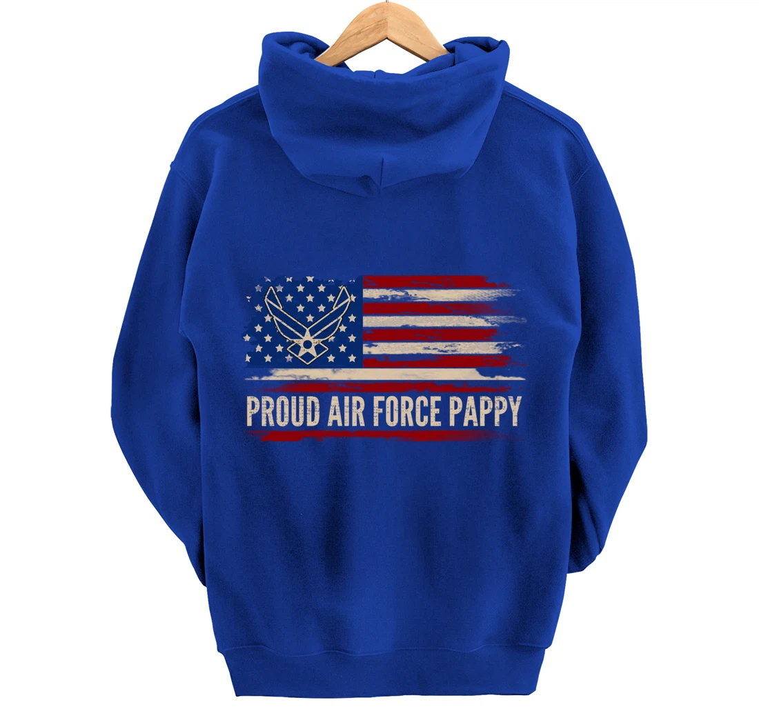 Vintage Proud Air Force Pappy American Flag Veteran Gift Pullover Hoodie