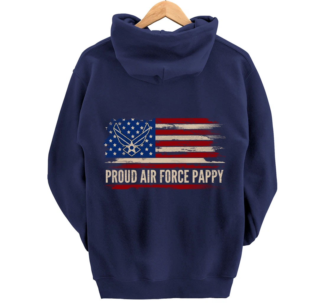Vintage Proud Air Force Pappy American Flag Veteran Gift Pullover Hoodie