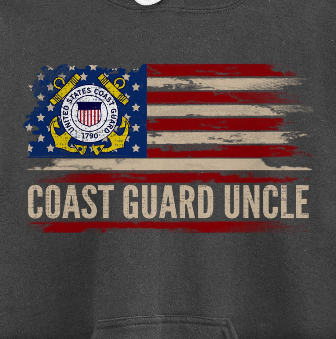 Vintage Coast Guard Uncle American Flag Veteran Gift Pullover Hoodie