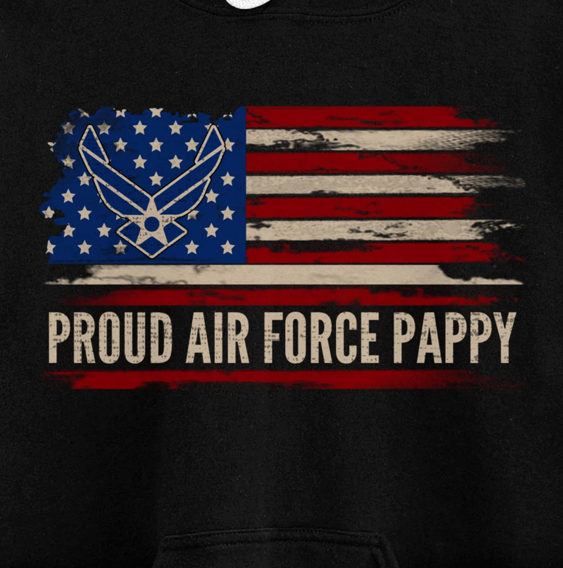 Vintage Proud Air Force Pappy American Flag Veteran Gift Pullover Hoodie