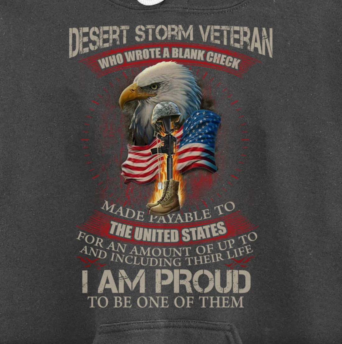 Desert Storm Veteran United States Flag Patriotic Quote Gift Pullover Hoodie