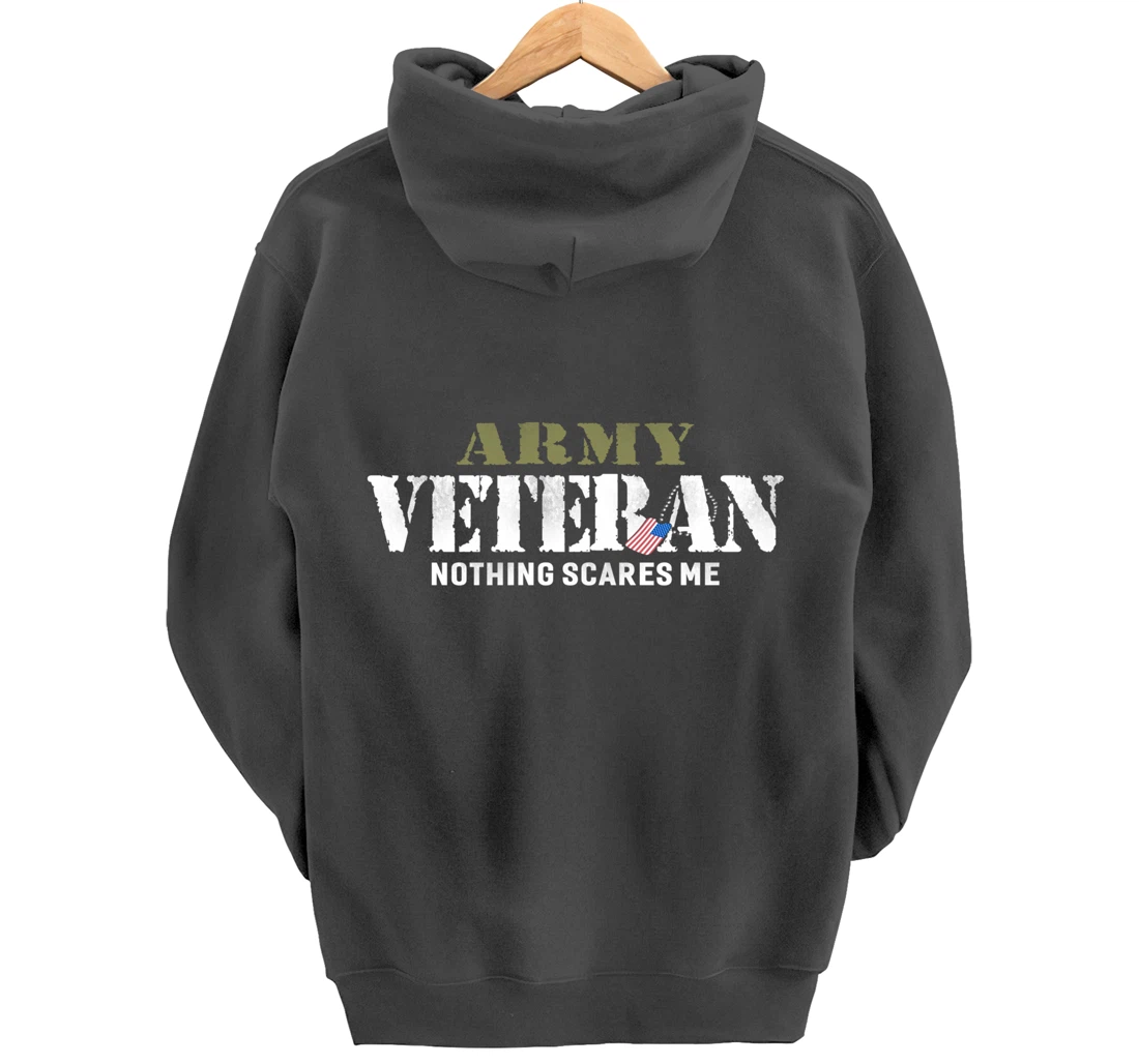 Men's Army Veteran Nothing Scares Me American Flag Pullover Hoodie