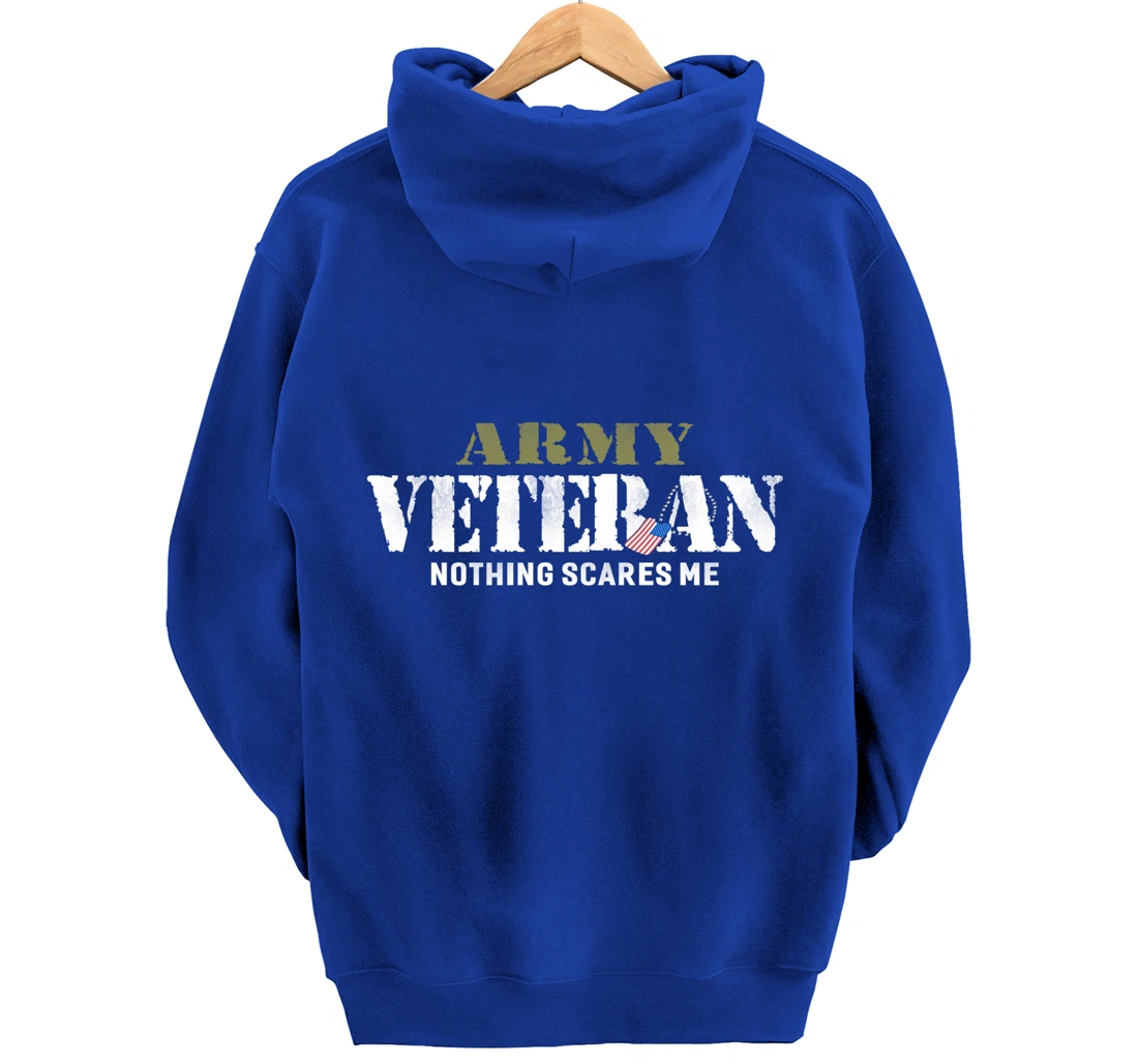 Men's Army Veteran Nothing Scares Me American Flag Pullover Hoodie