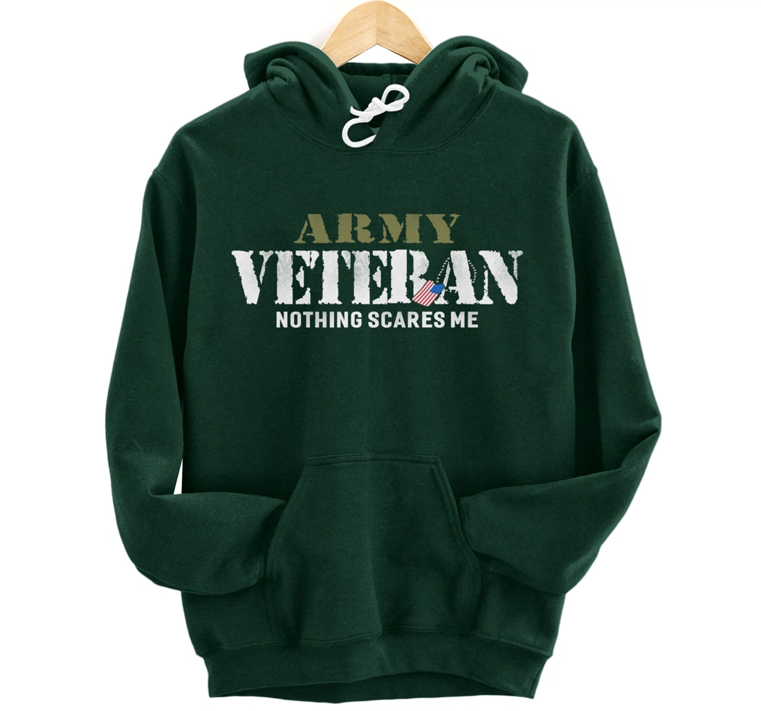 Men's Army Veteran Nothing Scares Me American Flag Pullover Hoodie