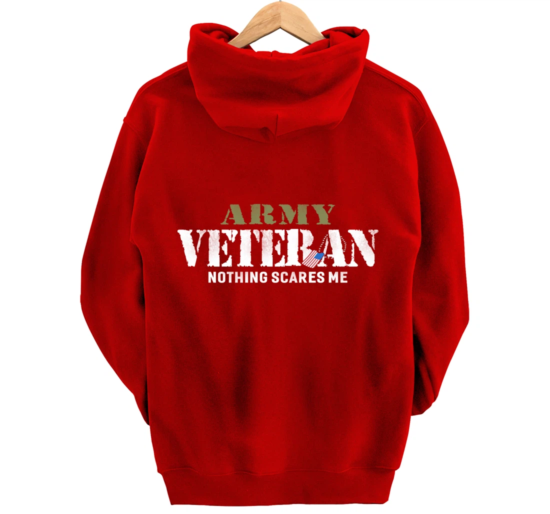 Men's Army Veteran Nothing Scares Me American Flag Pullover Hoodie