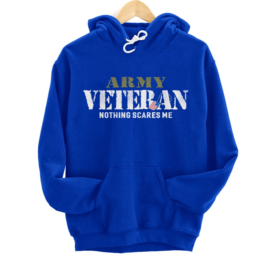 Men's Army Veteran Nothing Scares Me American Flag Pullover Hoodie