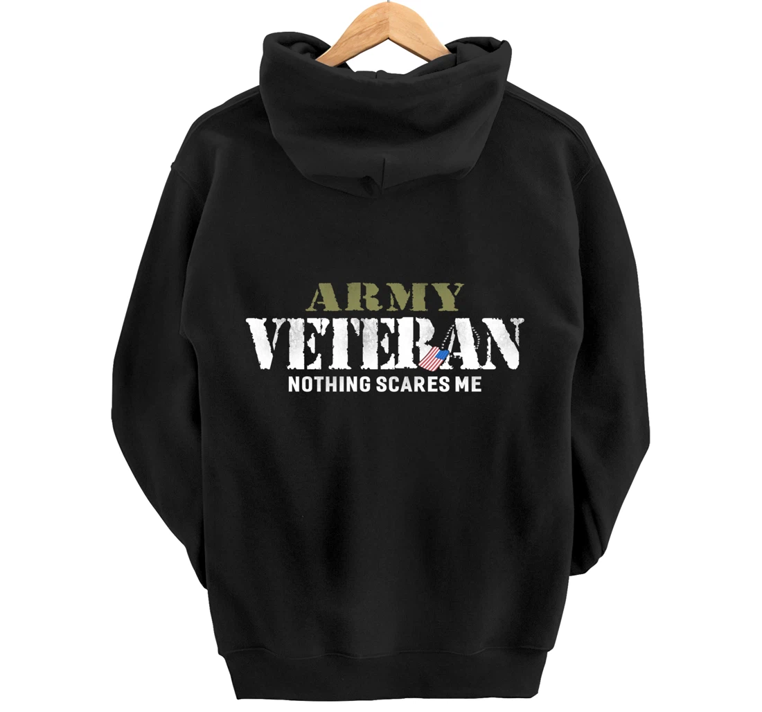 Men's Army Veteran Nothing Scares Me American Flag Pullover Hoodie