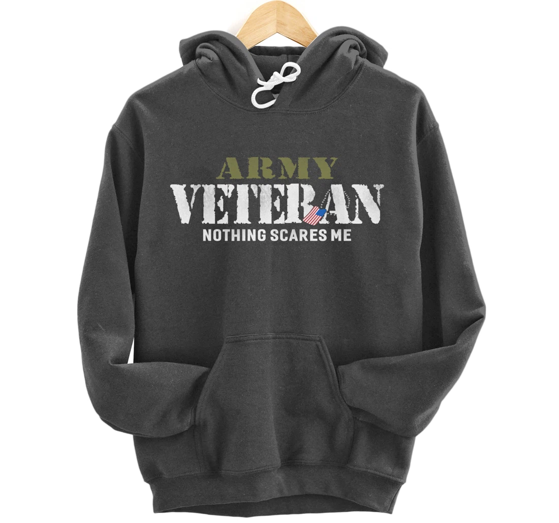 Men's Army Veteran Nothing Scares Me American Flag Pullover Hoodie