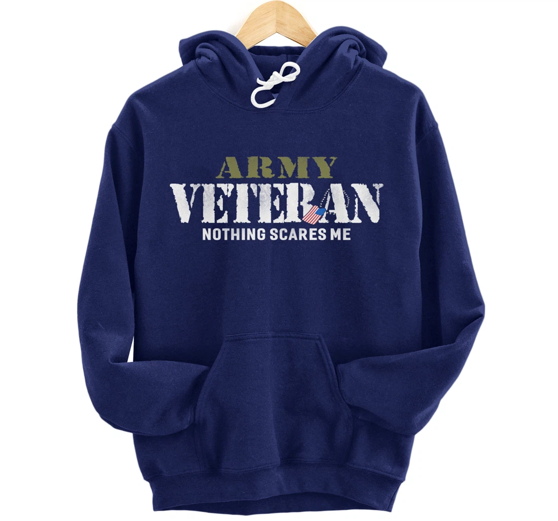 Men's Army Veteran Nothing Scares Me American Flag Pullover Hoodie