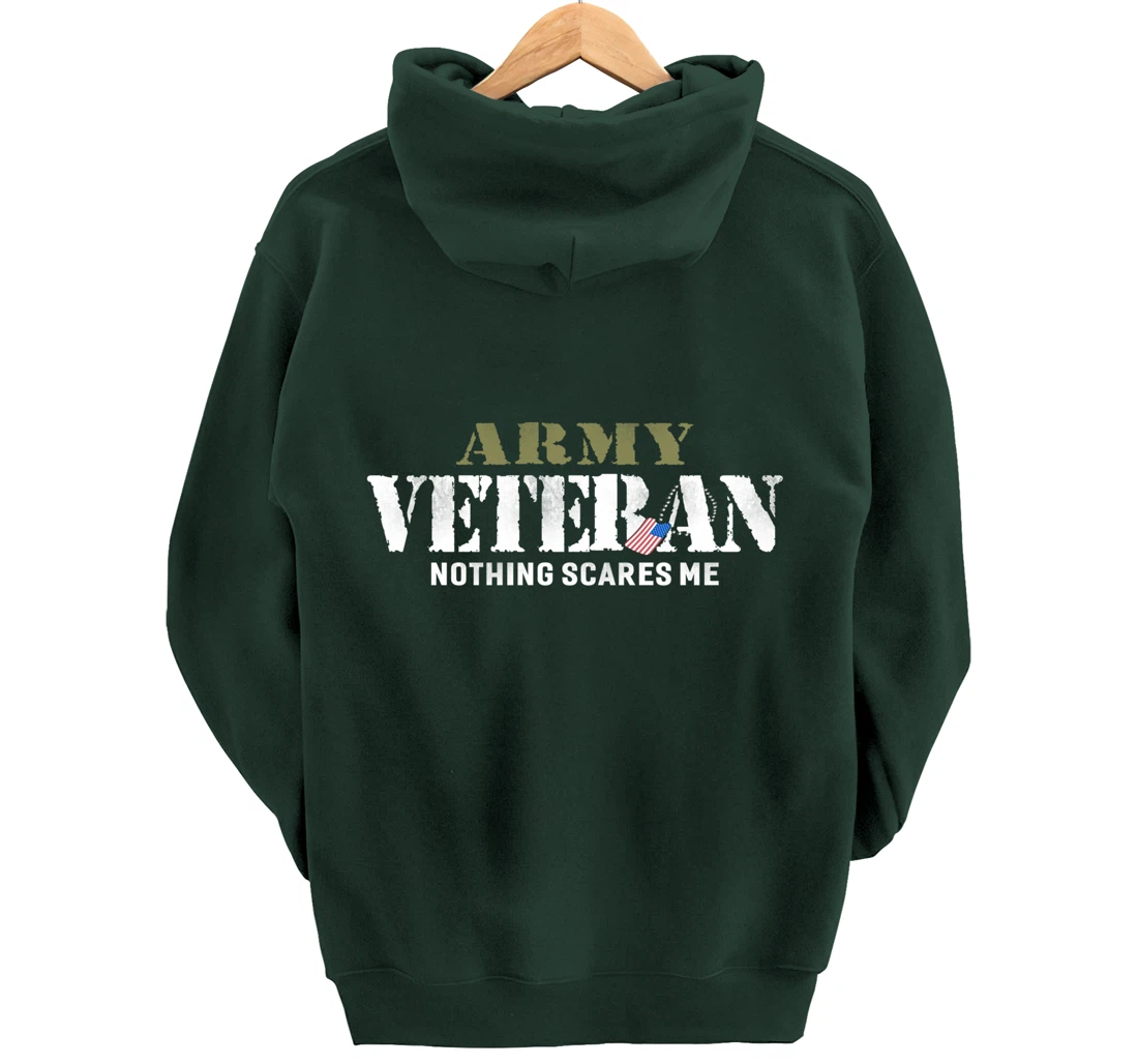 Men's Army Veteran Nothing Scares Me American Flag Pullover Hoodie
